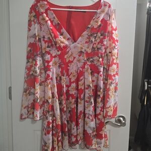 Floral Red Dress